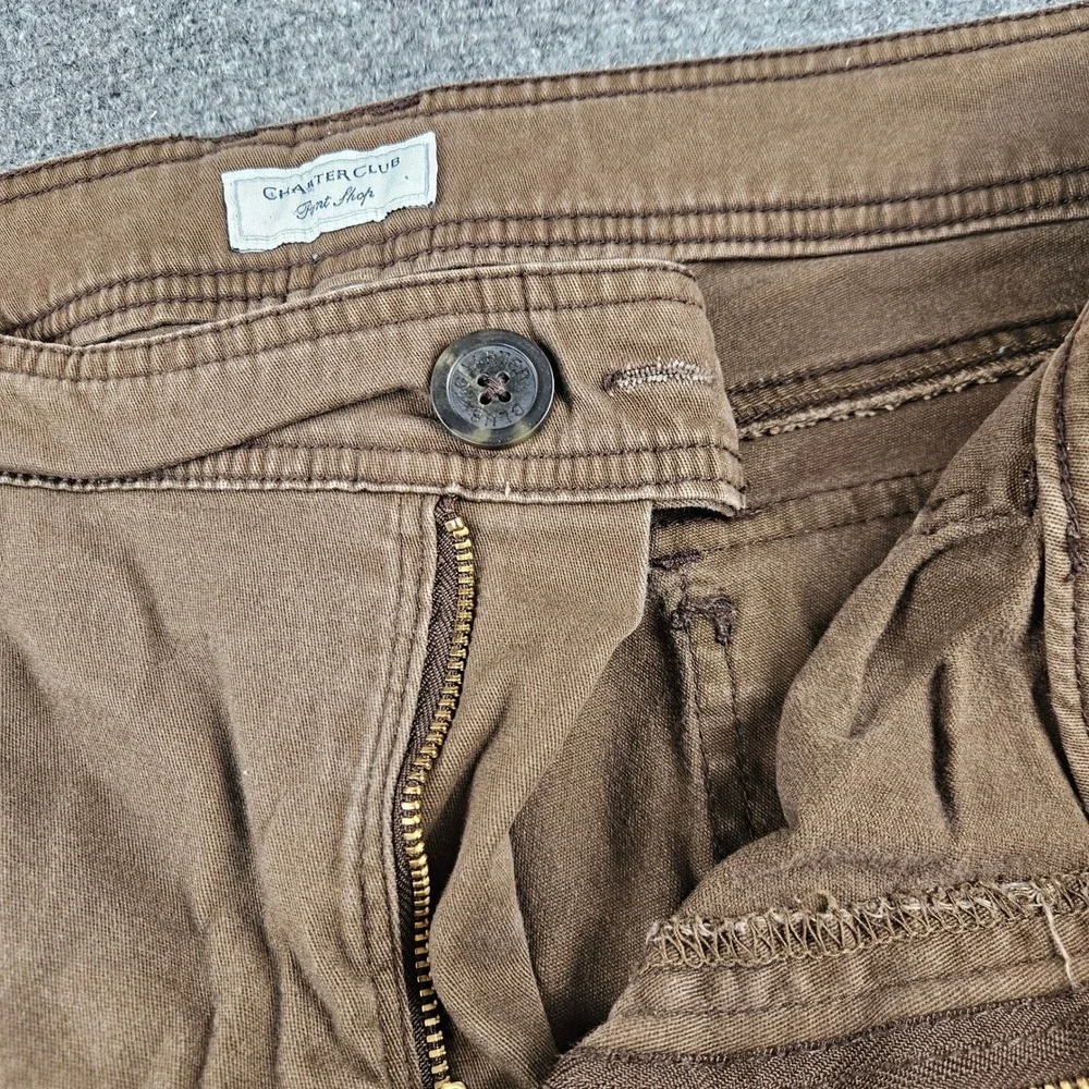 Charter Club Pant Shop Brown Cotton Stretch Utility Shorts‎ Womens Size 18 R